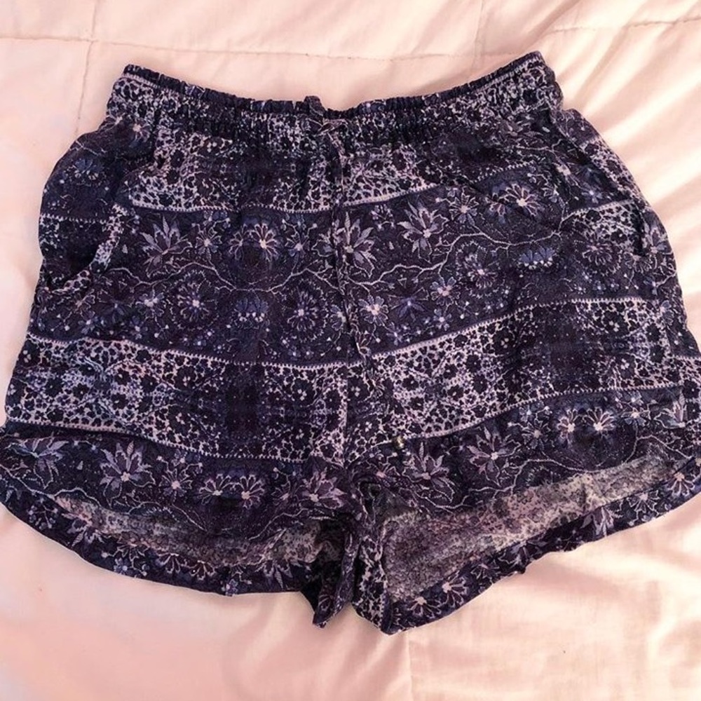 blue flowy shorts